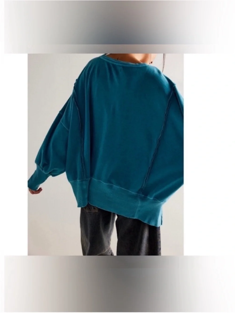 NWT Free People We The Free Camden Sweatshirt deep teal turquoise small, medium_5